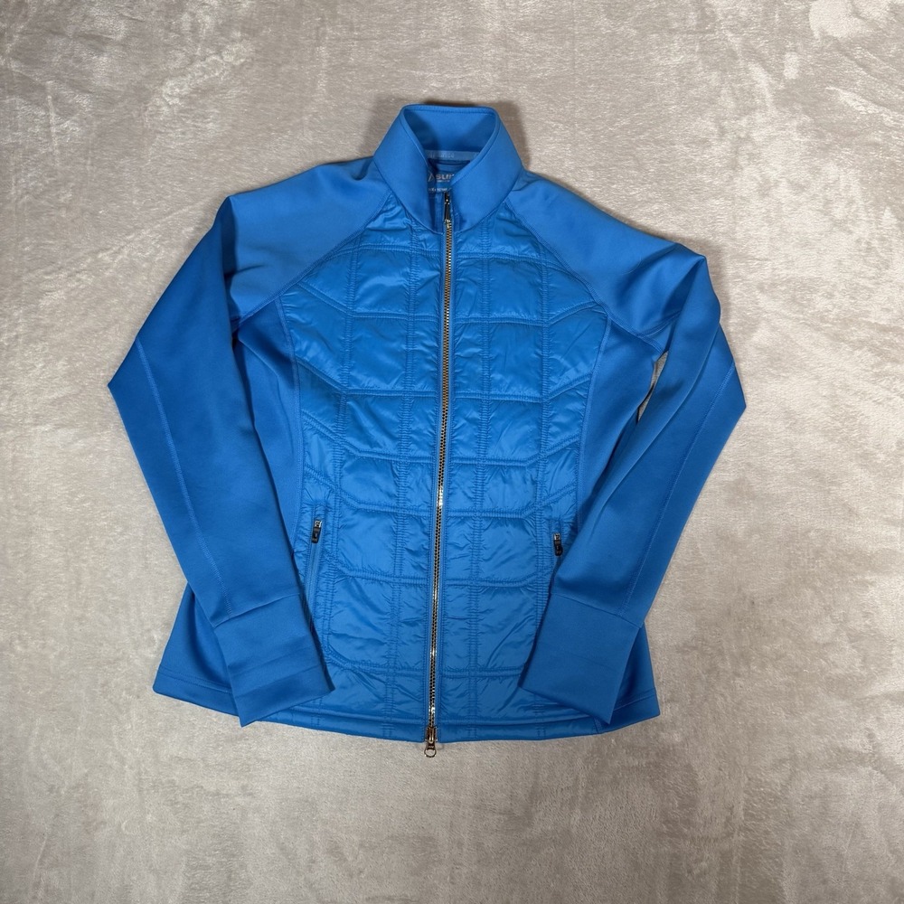 Sunice Ella S62507 Women’s M Blue Gold Thermal Hybrid Golf Jacket Full Zip